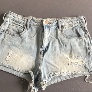 PACSUN high rise light blue jean shorts